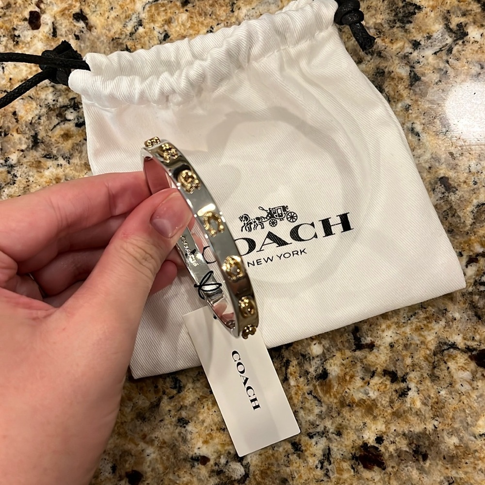 Coach signature hinged bangle